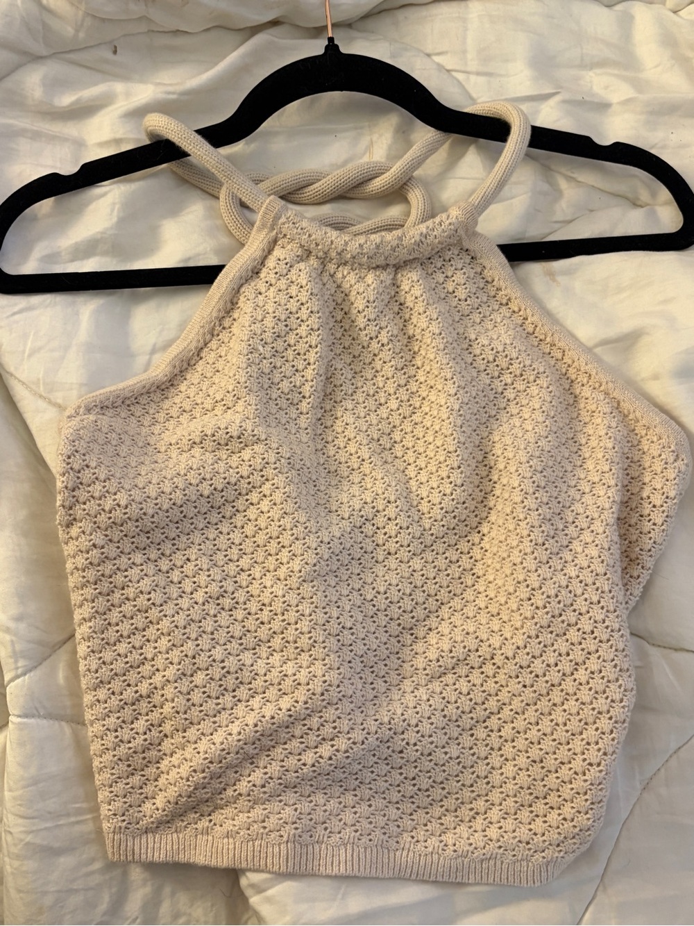 Alice + Olivia Cream Knit Halter Crop Top